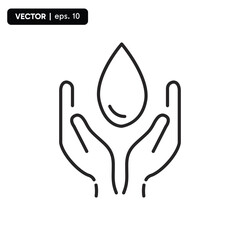 save water icon. Thin line save water, ecology icon from ecology collection. Outline vector isolated on white background. Editable save water symbol can be used web and mobile