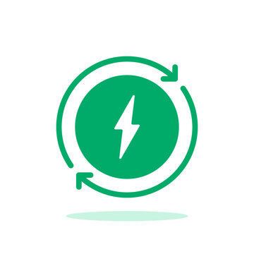 green save energy round icon with lightning