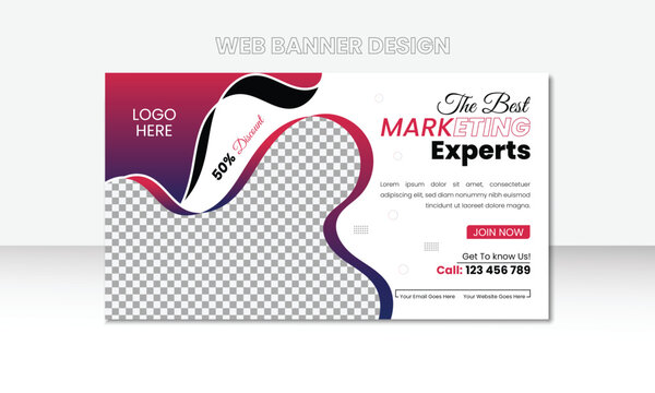 Corporate web banner template, Modern business marketing web banner design.