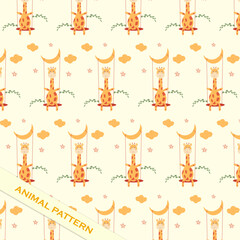hand drawing cute giraffe  animal abstract pattern cartoon vector background