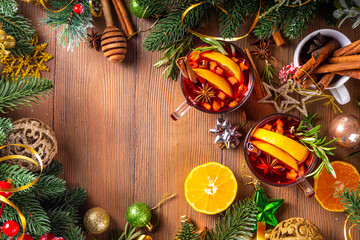Traditional Christmas mulled wine cocktail