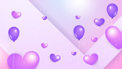 Purple violet vector realistic modern love background with heart element. Valentine vector illustration for greeting card, banner, gift, template, sale banner, poster, flyer and web © SyahCreation