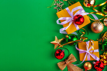 Bright green Christmas New Year background