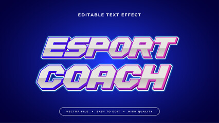 Blue purple violet and white esport coach 3d editable text effect - font style. Esport text effect
