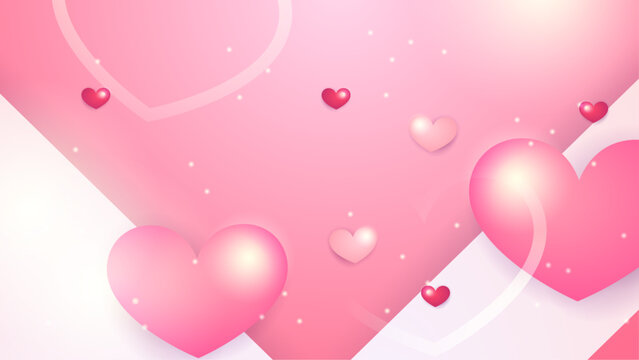 Pink vector background realistic love heart element. Valentine vector illustration for greeting card, banner, gift, template, sale banner, poster, flyer and web