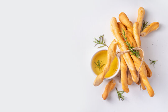 Homemade grissini breadsticks