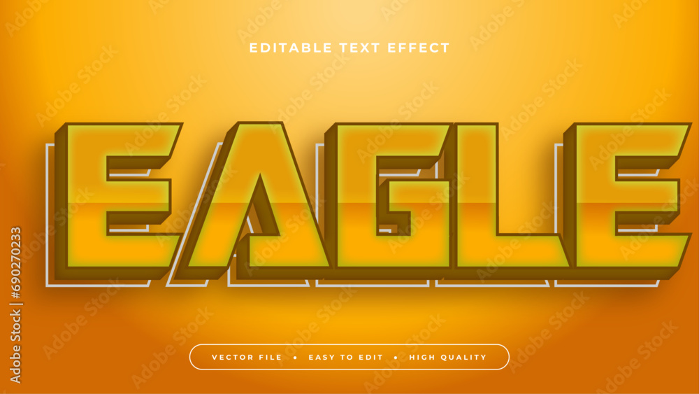 Poster Yellow and orange eagle 3d editable text effect - font style. Esport text effect