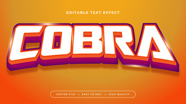 Orange purple violet and white cobra 3d editable text effect - font style. Esport text effect