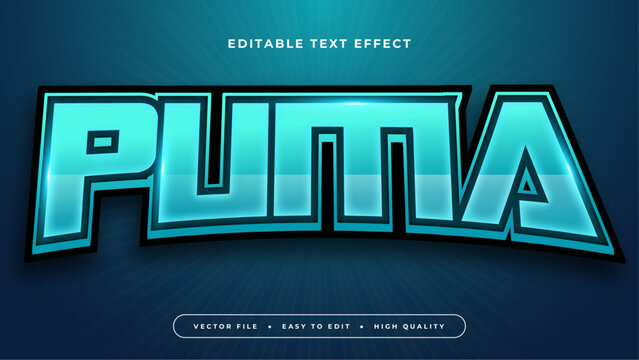 Blue puma 3d editable text effect - font style. Esport text effect