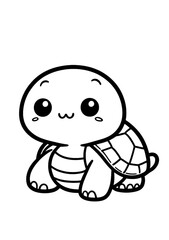 an illustration of turtle animal that can be used for coloring page or coloring book