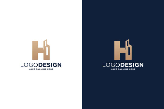 Initial letter H logo design real estate concept. Letter H building logo template