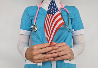 USA national healthcare system concept and doctor