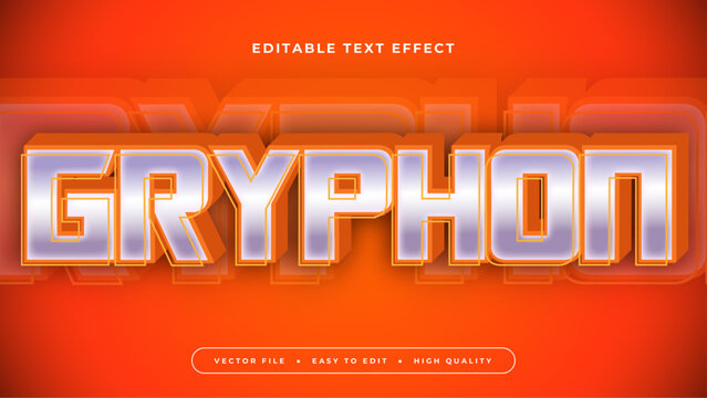 Gray grey and orange gryphon 3d editable text effect - font style. Esport text effect