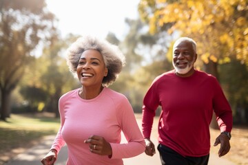 Fototapeta premium A Couple Enjoying a Run in the Park
