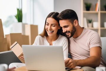 Couple Working Together on Laptop