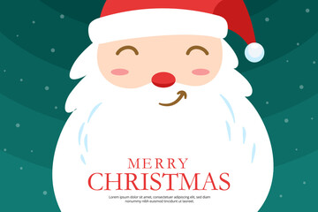 Christmas greetings banner with santa claus character on green background