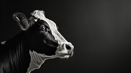 Close up portrait of the head of a Friesian Cow - obrazy, fototapety, plakaty