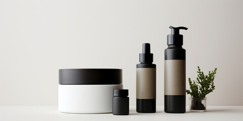 skincare serum bodycrean healthy skin product packaging template mockup showcase design creative sample black label and logo skincare sample bottle template design