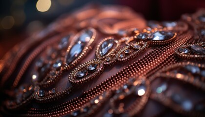 Fototapeta premium A Detailed Close-Up of a piece of Fabric with stones