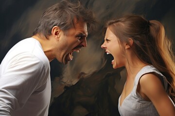 Family quarrel, negative interpersonal relationships, hatred and disregard for each other's respect, scandals and clashes in a married couple, husband and wife, boyfriend and girlfriend,