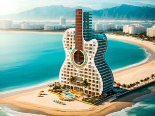 a seaside resort designed as a giant guitar