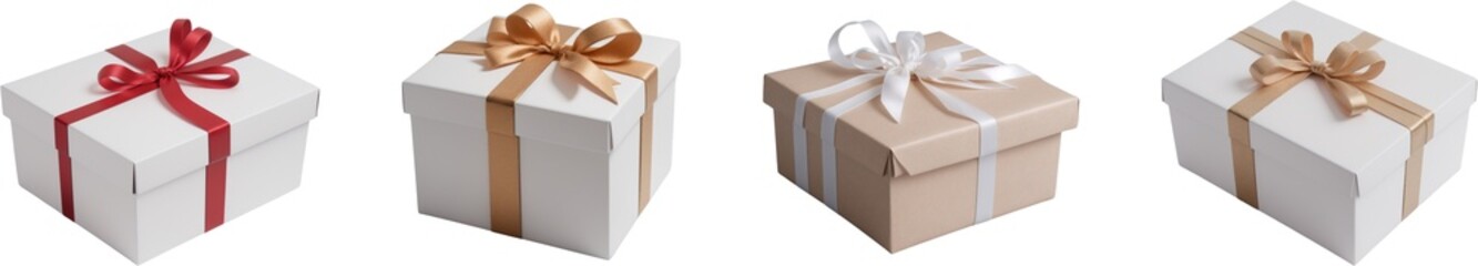 Gift box, Christmas Day and New Year Gift Boxs, isolated on white background - Generative AI