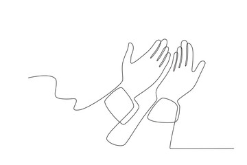 Praying hands in Ramadan. Ramadan one-line drawing