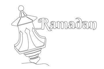 A Ramadan lantern. Ramadan one-line drawing