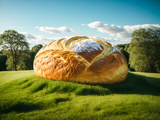 a giant loaf of bread nestled in the embrace of natur