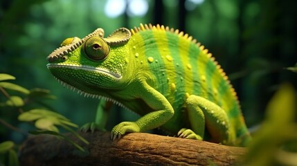 Fototapeta premium green iguana on a branch