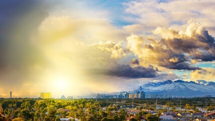 Fototapeta na wymiar 4K Image: Evening Storm Cloud over Las Vegas Panorama