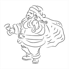 santaclause line art black and white illustration