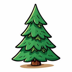 christmas tree flat vector illustration. christmas tree hand drawing isolated vector illustration