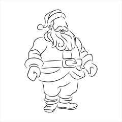 santaclause line art black and white illustration