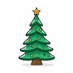 christmas tree flat vector illustration. christmas tree hand drawing isolated vector illustration