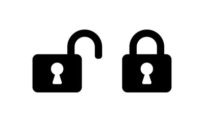 Lock icons. Open and closed locks. Vector padlock icon set, simple illustrations.