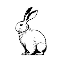Fototapeta premium Rabbit Icon hand draw black colour chinese day logo symbol perfect.