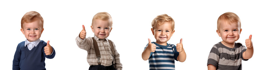 Set of baby shows thumbs up, cut out - stock png.