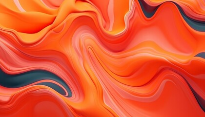 Abstract fluid liquid background red and coral colors. Liquid marble texture. Acrylic painting on canvas with orange red gradient and splash wave