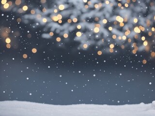 Snowy Christmas Night Sky with Snowflakes and Stars