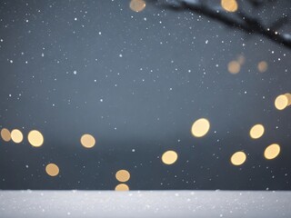 Starry Christmas Night Sky Landscape with Snow