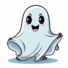 cute ghost flat vector illustration. cute ghost hand drawing isolated vector illustration