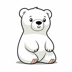 cute polar bear flat vector illustration. cute polar bear hand drawing isolated vector illustration