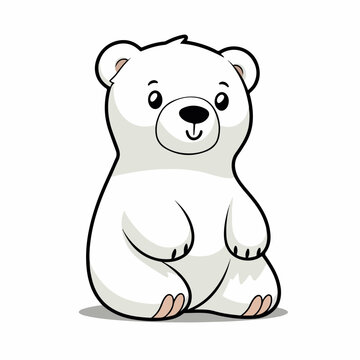 cute polar bear flat vector illustration. cute polar bear hand drawing isolated vector illustration