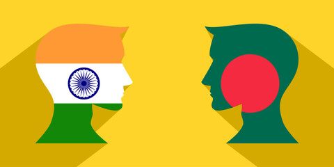 face to face concept. india vs bangladesh. vector illustration