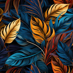 Illustration jungle background design pattern exotic texture seamless leaves background wallpaper decorative nature