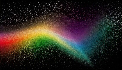 Abstract rainbow colors oval spot grainy dotted gradient isolated on black. Minimalistic fading background.