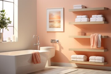 Fototapeta na wymiar a bathroom inspired by Peach Fuzz Elegance