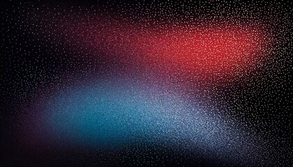 Abstract red to blue color oval spot grainy dotted gradient isolated on black. Minimalistic fading background.
