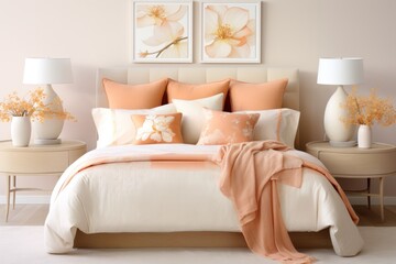 a design for a bedroom inspired by Peach Fuzz Elegance